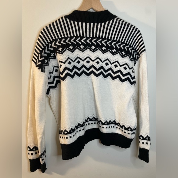 NWOT Ann Taylor Fair Isle Cardigan Wool Sweater Large Black $109 Size Winter - Picture 8 of 8
